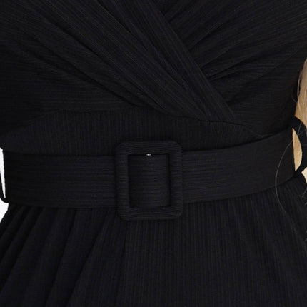 Black Jumpsuit with Wrap Neckline and Belt
