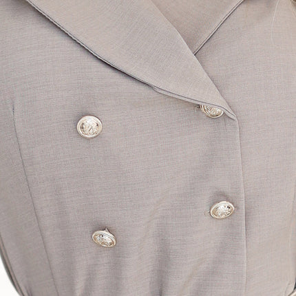 596-2 Elegant midi shirt dress with gold buttons and belt - gray beige