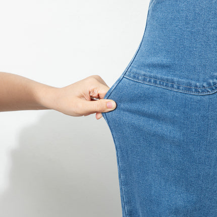 Dusk Blue Retro Washed Patch Pocket Loose Jeans