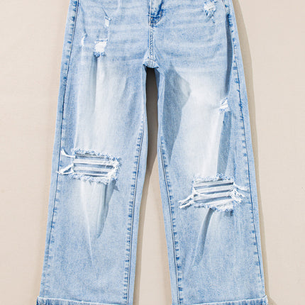 Beau Blue Light Wash Distressed Straight Jeans