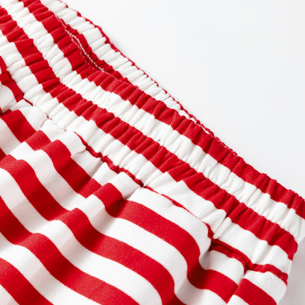 Red Stripe Drop Shoulder Long Sleeve Top Lounge Pants 2pcs Set