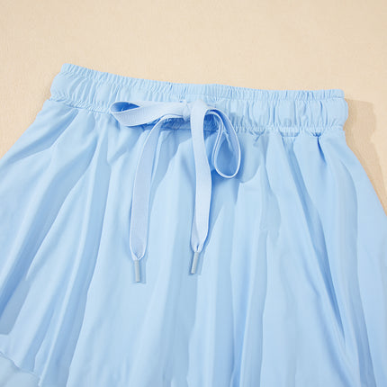 Black Drawstring High Waist Lined Tennis Skorts