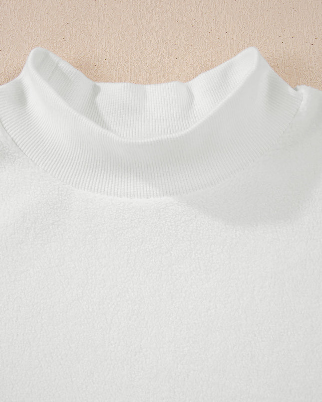 Bright Pink Oversize Drop Shoulder Reversible Mock Neck Sweatshirt