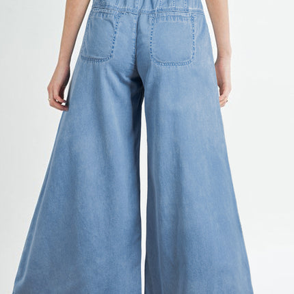 Button Fly Waist Wide Leg Jeans