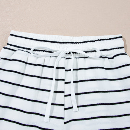 Rose Stripe Casual Wide Leg 2pcs Pants Set