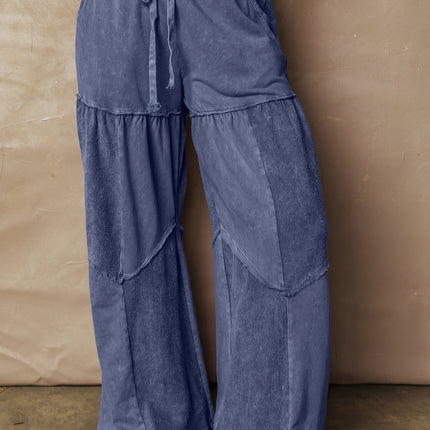 Ashleigh Blue Careys Tiered Wide Leg Patchwork Drawstring Pants