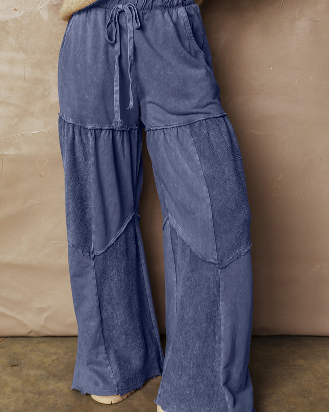 Ashleigh Blue Careys Tiered Wide Leg Patchwork Drawstring Pants