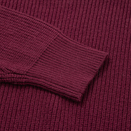 Burgundy Lace Bowknot Asymmetric Neck Sweater