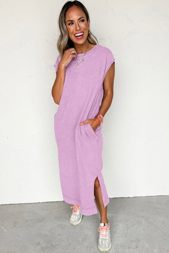 Carrot Pocketed Long T-shirt Dress