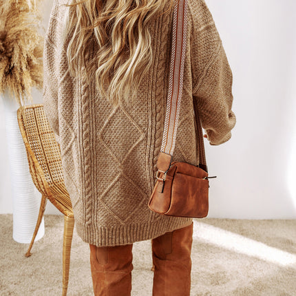 Cable Knit Drop Shoulder Sweater Dress