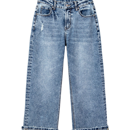 Ashleigh Blue Cuffed Straight Loose Jeans