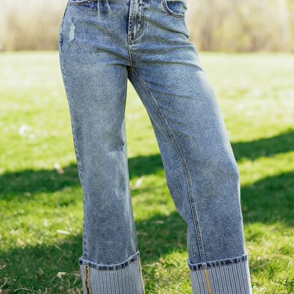 Ashleigh Blue Cuffed Straight Loose Jeans