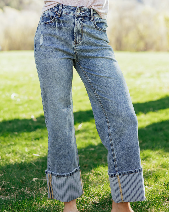 Ashleigh Blue Cuffed Straight Loose Jeans