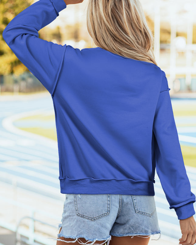 Bright Pink Oversize Drop Shoulder Reversible Mock Neck Sweatshirt
