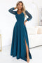 Sea Green Long Dress with Tulle Sleeves – Loretta