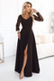 Chocolate Brown Long Dress with Tulle Sleeves – Loretta