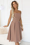Beige Flared Midi Dress for Special Occasions – Vivienne