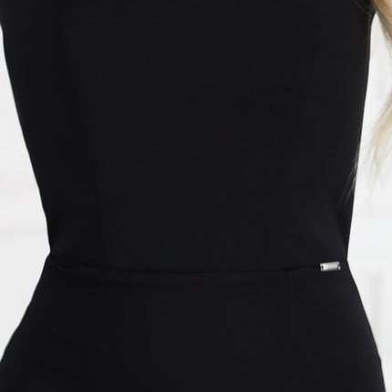642-1 Off-the-shoulder corset midi pencil dress - black