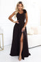 Chocolate Brown Maxi Dress with Roses and Slit