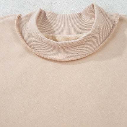 Bright Pink Oversize Drop Shoulder Reversible Mock Neck Sweatshirt