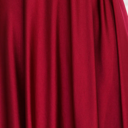 Burgundy Long Evening Dress with Straps and Leg Slit