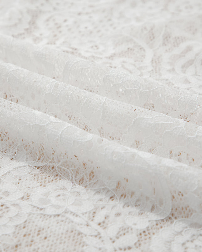 White Tie Spaghetti Straps Floral Lace Overlay Long Dress