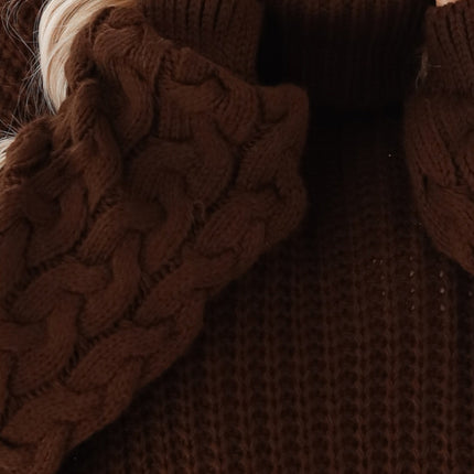 21145-6-650-1 Warm and chunky oversized turtleneck with wide sleeves - chocolate-6