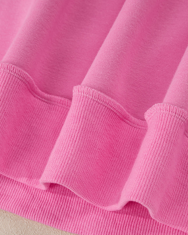 Bright Pink Oversize Drop Shoulder Reversible Mock Neck Sweatshirt