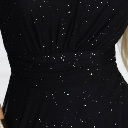 Black One-Shoulder Evening Dress