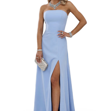 21447-13-663-2 ELARA Corset Maxi Dress with Slit and Back Tie - Sky Blue-13