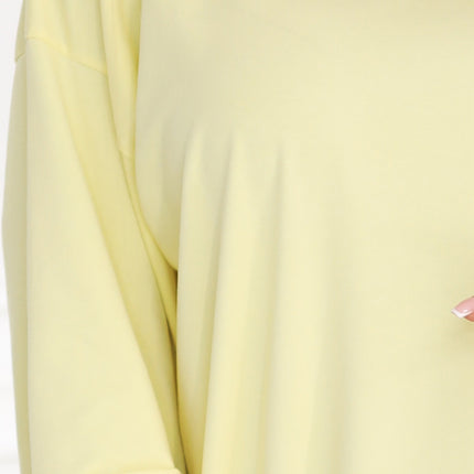 21653-7-666-2 Cotton loose oversize dress with short sleeves - butter yellow-7