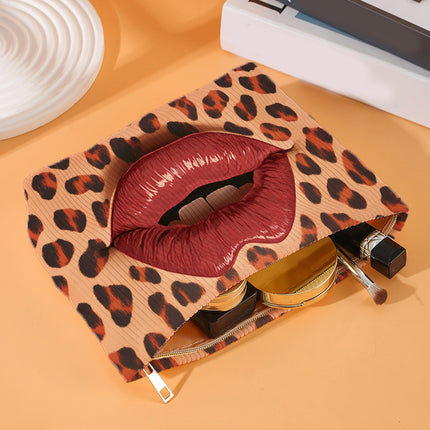 Leopard Lip Print Makeup Bag