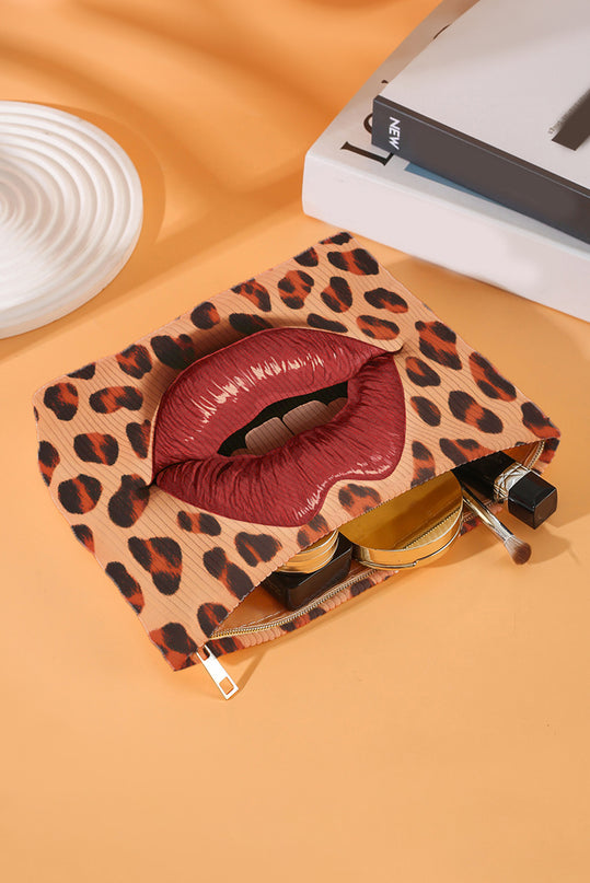 Leopard Lip Print Makeup Bag