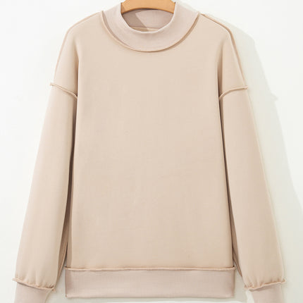 Bright Pink Oversize Drop Shoulder Reversible Mock Neck Sweatshirt