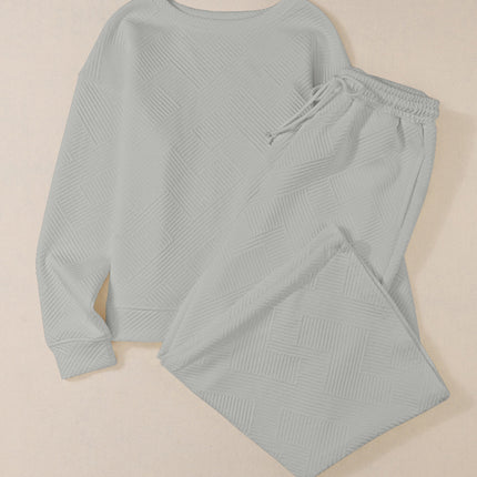 Navy Blue Ultra Loose Textured 2pcs Slouchy Outfit Set