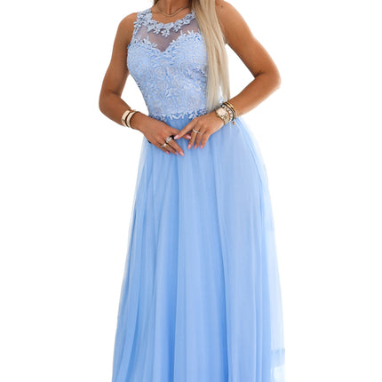21545-9-672-1 Romantic maxi wedding dress with embroidered lace and tulle - baby blue-9