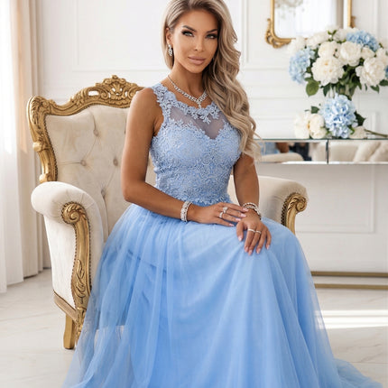 21545-3-672-1 Romantic maxi wedding dress with embroidered lace and tulle - baby blue-3