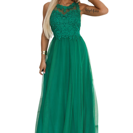 21602-8-672-3 Romantic maxi wedding dress with embroidered lace and tulle - green-8