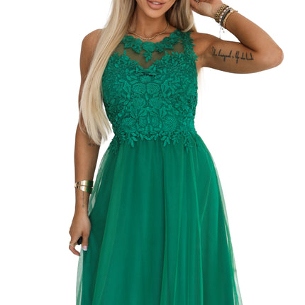 21602-9-672-3 Romantic maxi wedding dress with embroidered lace and tulle - green-9
