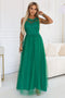 672-3 Romantic maxi wedding dress with embroidered lace and tulle - green
