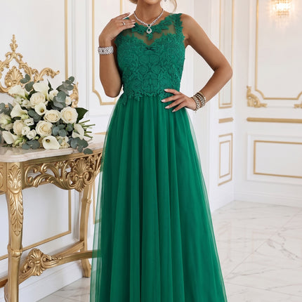21602-5-672-3 Romantic maxi wedding dress with embroidered lace and tulle - green-5