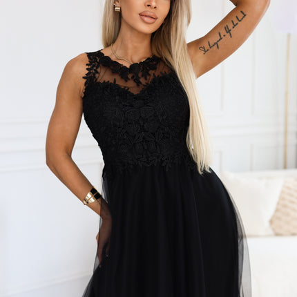21607-2-672-4 Romantic maxi dress with embroidered lace and tulle - black-2