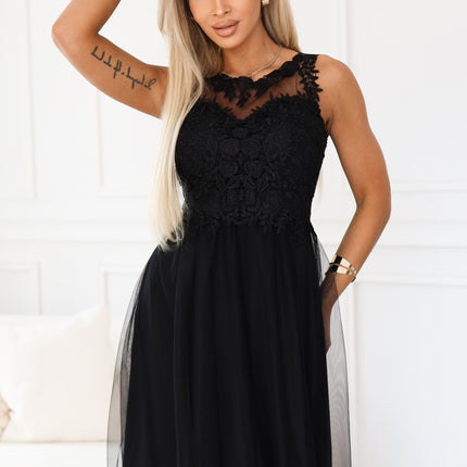 21607-5-672-4 Romantic maxi dress with embroidered lace and tulle - black-5