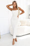 673-1 Midi dress on thin straps with a subtle sheen - ecru
