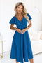 675-4 Flared midi dress with a wrap neckline and short sleeve - sea green