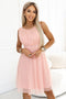 676-2 Wedding dress with a tulle layer and accentuated waist - peach