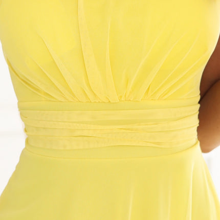 21593-6-676-3 Wedding dress with a tulle layer and accentuated waist - lemon limoncello-6