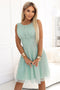 676-4 Wedding dress with a tulle layer and accentuated waist - pistachio
