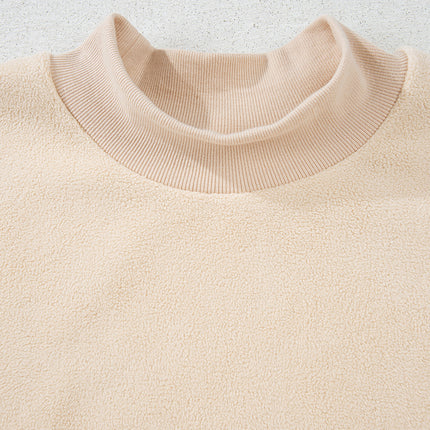Bright Pink Oversize Drop Shoulder Reversible Mock Neck Sweatshirt