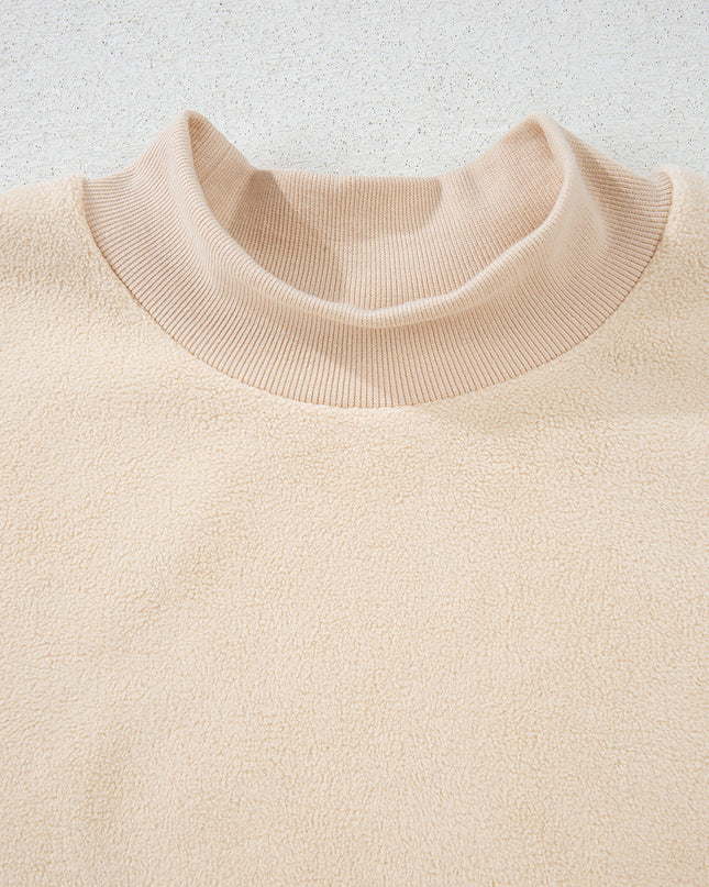 Bright Pink Oversize Drop Shoulder Reversible Mock Neck Sweatshirt